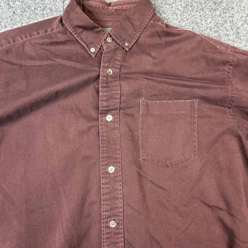 VTG Banana Republic Mens Large Burgundy Cotton Button Down Long Sleeve Shirt